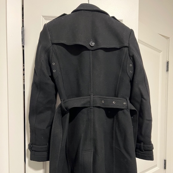 Burberry Mid-Length Wool Cashmere Trench Coat, Black, Size 6 - Picture 6 of 10